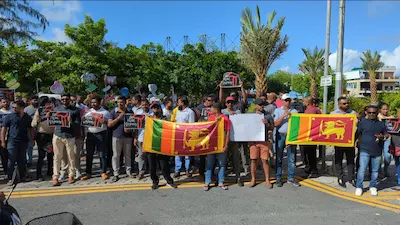 މާލޭގައި ތިބި ލަންކާގެ ރައްޔިތުން މުޒާހަރާ ކުރަން ފަށައިފި
