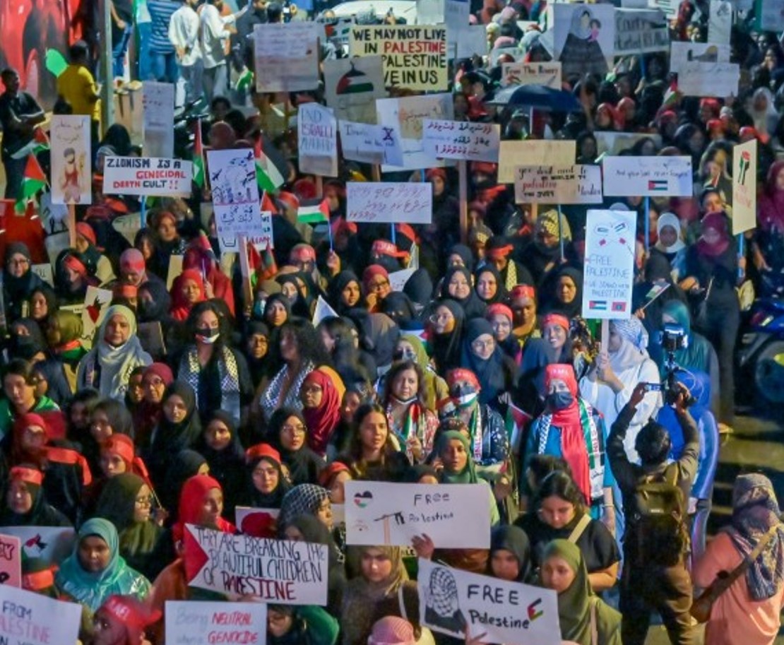 ފަލަސްތީނުގެ ހައްގުގައި ދިވެހީން އަނެއްކާވެސް މަގުތަކަށް ނުކުމެ ހިނގާލުމެއް ބާއްވައިފި