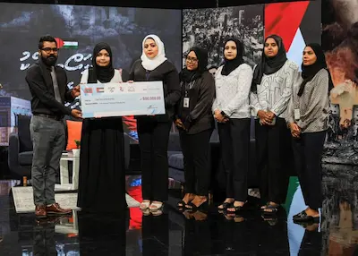 ‘ފަލަސްޠީނާއެކު ދިވެހިން’ ފަންޑަށް އެމްއެންޑީއެފް އިން 2.1 މިލިއަން ރުފިޔާގެ ބޮޑު އެހީއެއް!