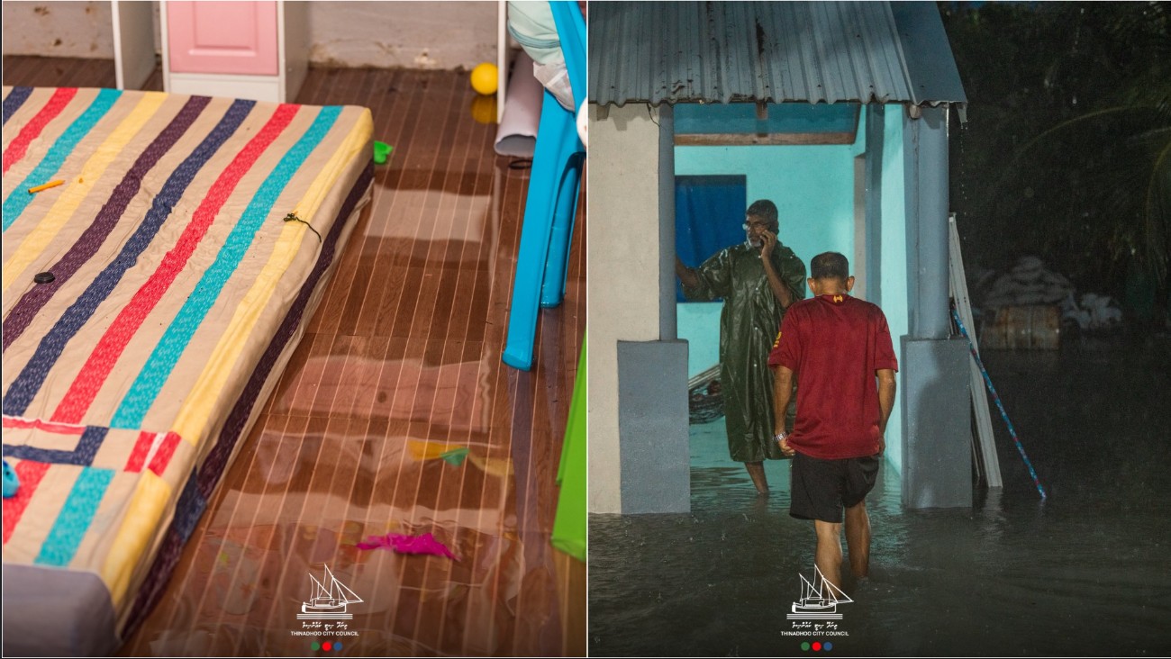 ތިނަދޫ ސިޓީއަށް ބޯކޮށް ވާރޭވެހި ފެންބޮޑުވެ، ގޭގެއަށް ފެން ވަނުމާއެކު އެކިވަރުގެ ގެއްލުންތައް ވެއްޖެ