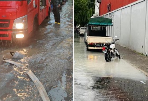 އަނެއްކާވެސް މާލޭގެ މަގުތަކުގައި ފެންބޮޑުވެއްޖެ، ސިފައިން ފެން ހިންދުމުގައި ހަރަކާތްތެރިވަނީ
