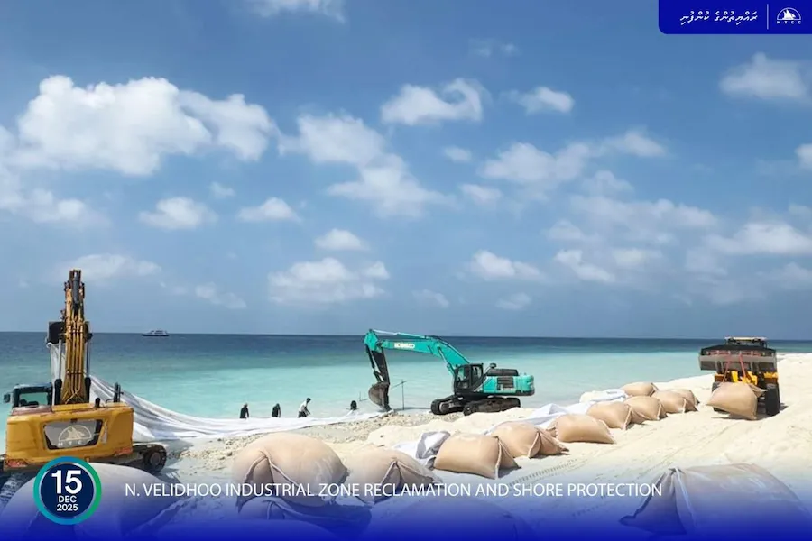 ވެލިދޫ އިންޑަސްޓްރިއަލް ޒޯންގެ ބިން ހިއްކުމާއި ގޮނޑުދޮށް ހިމާޔަތްކުރުމުގެ މަސައްކަތުގެ %80 ނިމުމަކަށް