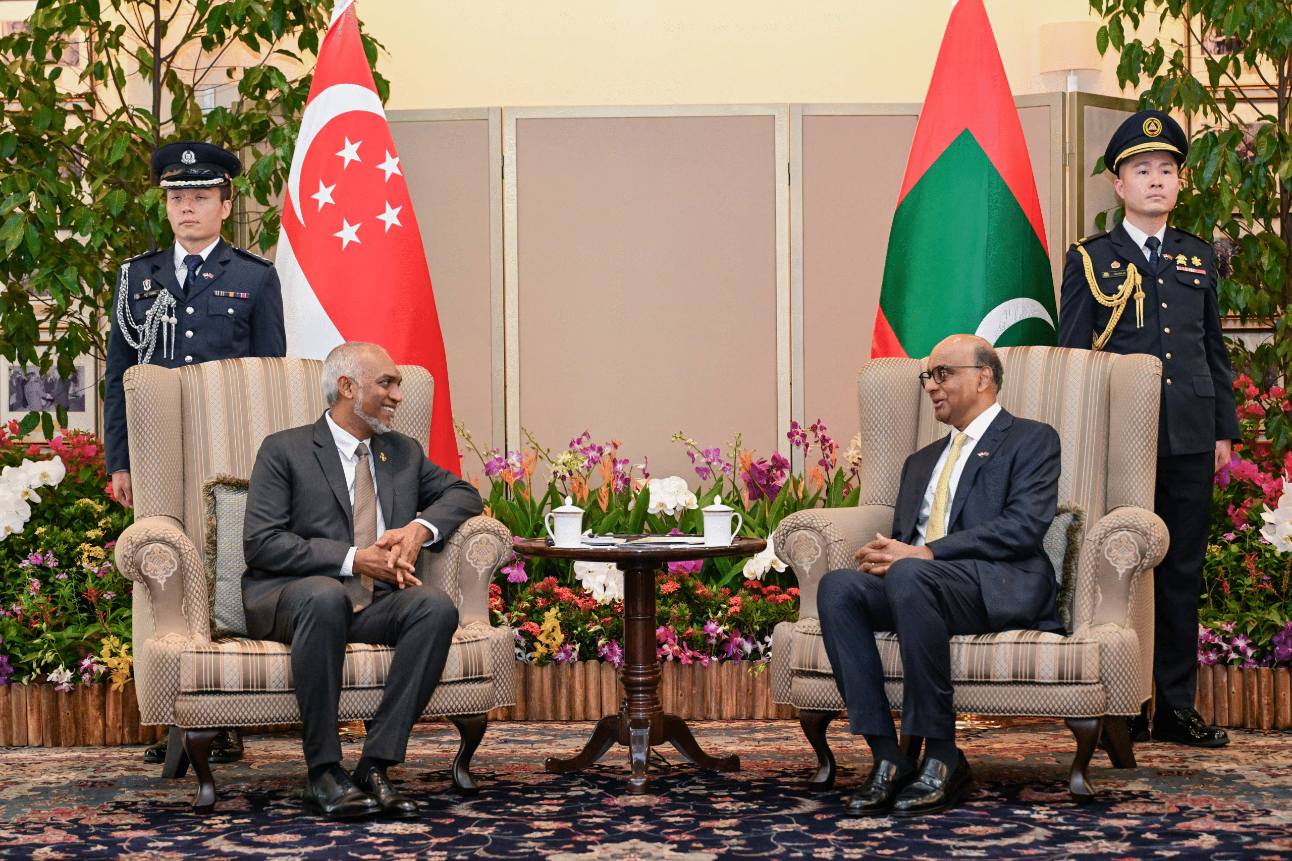 ރައީސް މުއިއްޒު، ސިންގަޕޫރުގެ ރައީސާއެކު، މަސްވެރިކަމާއި ފަތުރުވެރިކަމާ ގުޅޭގޮތުން މަޝްވަރާތަކެއް ކުރައްވައިފި